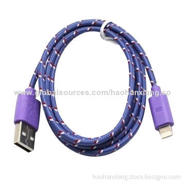 Mobile Data Braided USB Cable for iPhone 5 with 1/2/3m Length